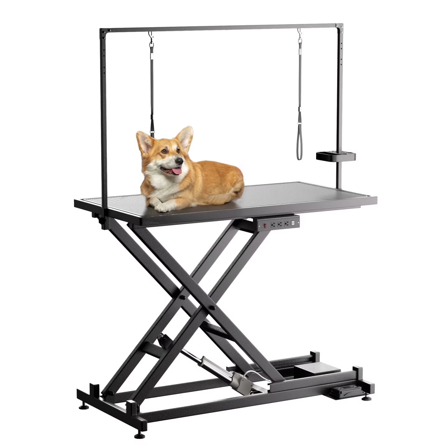 Dog Grooming Table, Electric Lift Heavy Duty Dog Grooming Table W/Leveling Wheels and anti Slip Tabletop for Grooming, Trimming, Dressing, Drying(Black)