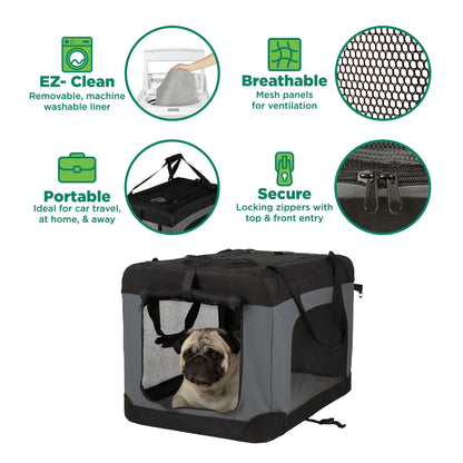 ® Pet Products Collapsible Pet Crate, Black, Large, 24 Lb Limit