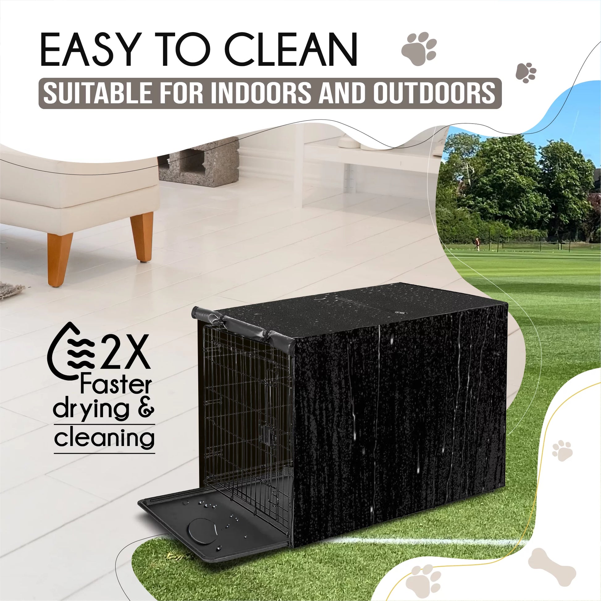 NEH Dog Crate Cover, Waterproof Crate Cover Outdoor Indoor, Large Dog Crate Cover, Universal Fit Wire Crate Cover, Breathable Privacy Kennel Cover - Fits Pet Crates 42"L X 28"W X 30"H