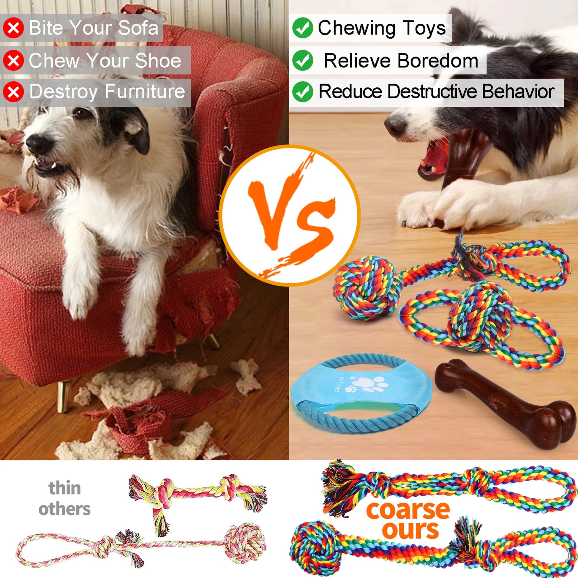 13 PCS Chew Toys for Aggressive Chewers, Large Dogs, Indestructible Rope Toy for Large Breed Dog, Outdoor Dog Toys
