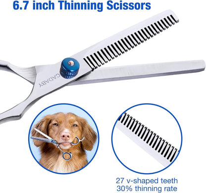 Dog Grooming Scissors with Safety round Tips,5 in 1 Dog Grooming Scissors Kit,