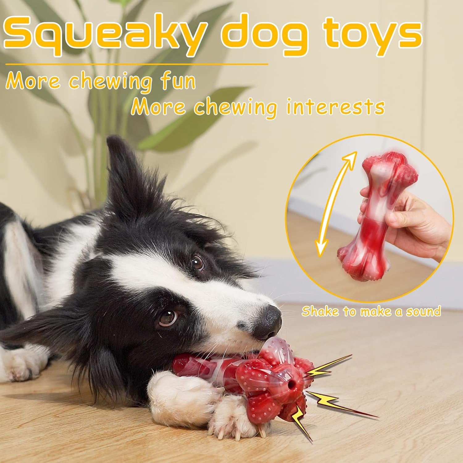 Durable Dog Toys, Indestructible Dog Chew Toys for Aggressive Chewers, Tough Nylon Dental Dog Toys for Large Medium Breed, Real Bacon Flavor