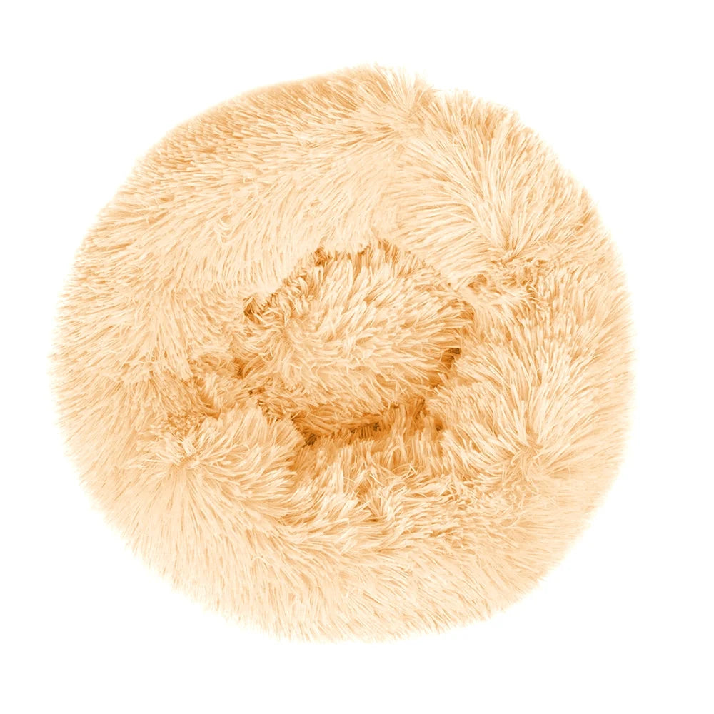 Round Plush Pet Bed for Dogs & Cats,Fluffy Soft Warm Calming Dog Bed Sleeping Kennel Nest,20 X 20 X 8"