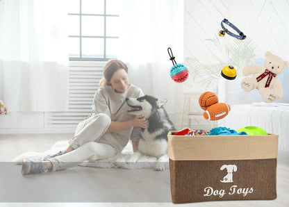 Linen Storage Basket Bin Chest Organizer - Perfect for Organizing Dog Toys Storage, Dog Shirts, Dog Coats, Dog Toys, Dog Clothing, Dog Dresses, Gift Baskets - Khaki