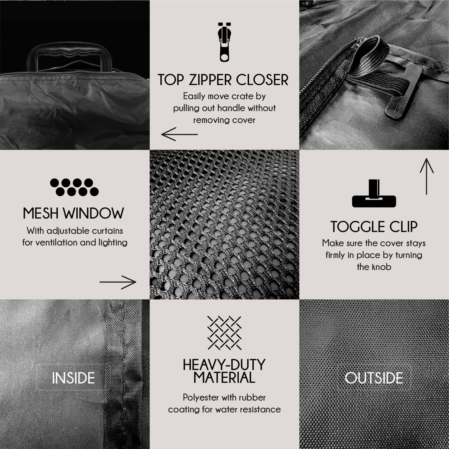 NEH Dog Crate Cover, Waterproof Crate Cover Outdoor Indoor, Large Dog Crate Cover, Universal Fit Wire Crate Cover, Breathable Privacy Kennel Cover - Fits Pet Crates 42"L X 28"W X 30"H