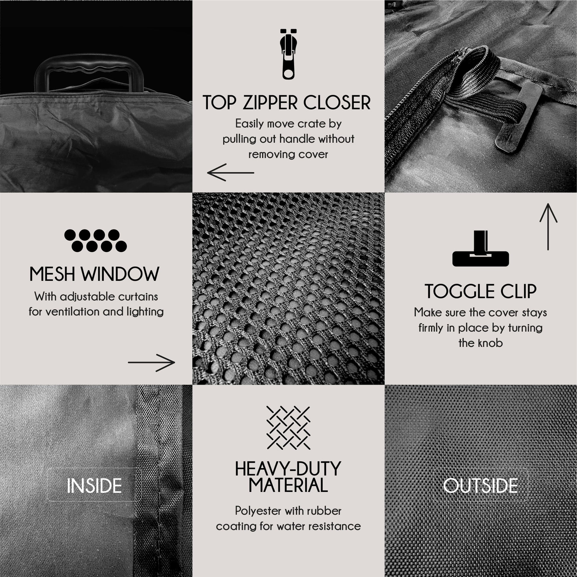 NEH Dog Crate Cover, Waterproof Crate Cover Outdoor Indoor, Large Dog Crate Cover, Universal Fit Wire Crate Cover, Breathable Privacy Kennel Cover - Fits Pet Crates 42"L X 28"W X 30"H