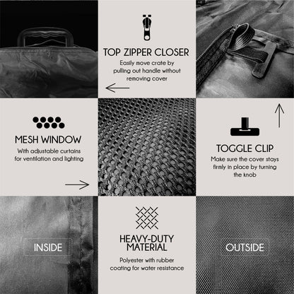 NEH Dog Crate Cover, Waterproof Crate Cover Outdoor Indoor, Large Dog Crate Cover, Universal Fit Wire Crate Cover, Breathable Privacy Kennel Cover - Fits Pet Crates 42"L X 28"W X 30"H