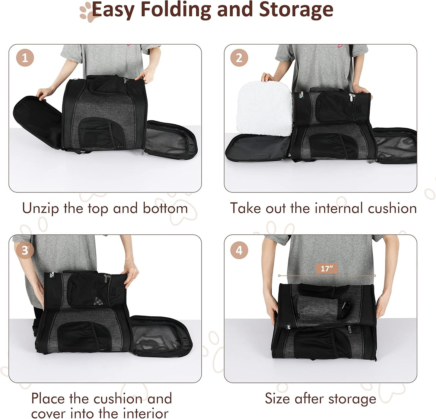 Two-Sided Entry Pet Backpack Travel Carrier for Cats & Small Dogs, Airline-Approved, Padded Back Support, Ideal for Hiking, Walking, Cycling & Outdoor Adventures