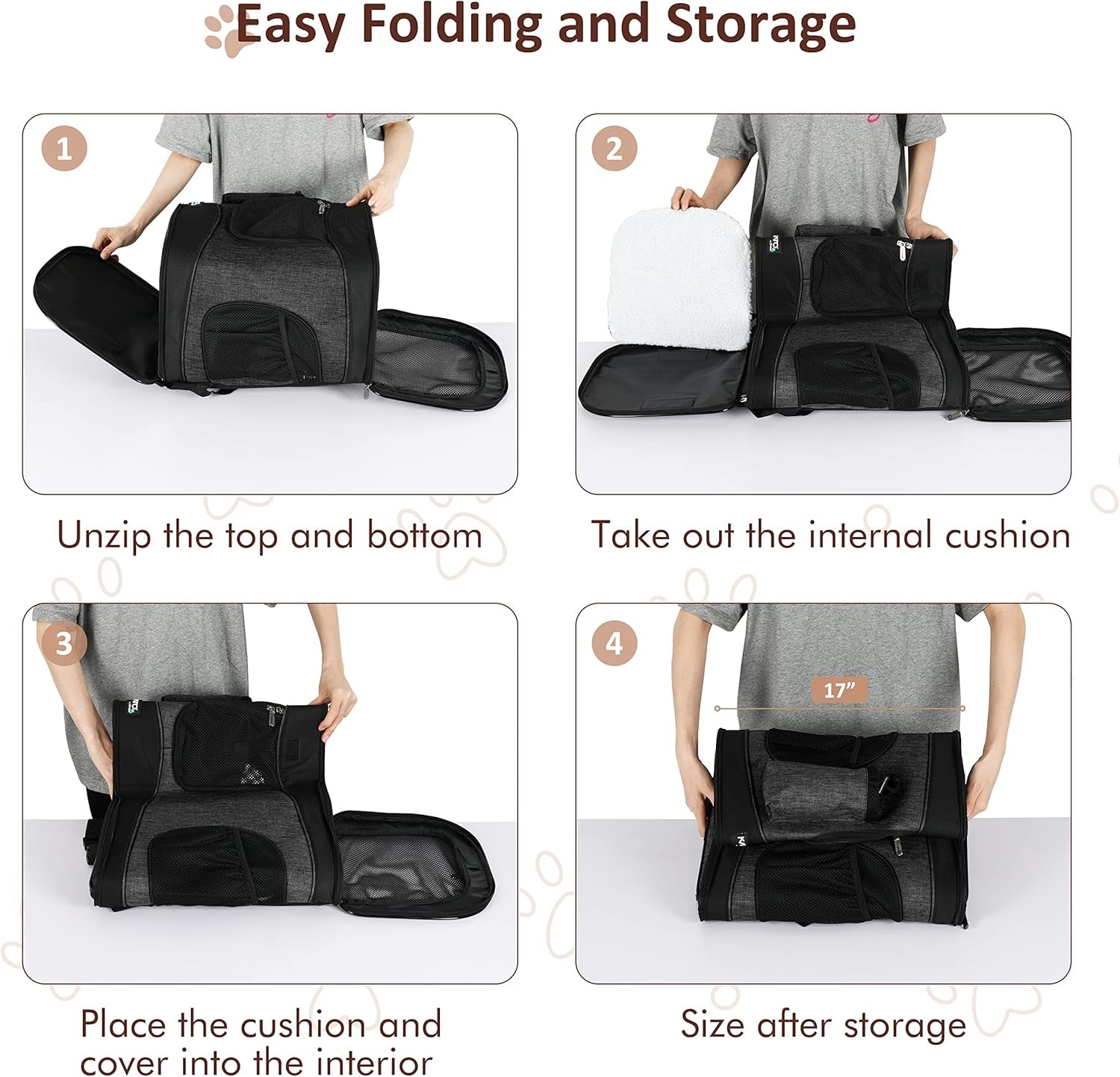 Two-Sided Entry Pet Backpack Travel Carrier for Cats & Small Dogs, Airline-Approved, Padded Back Support, Ideal for Hiking, Walking, Cycling & Outdoor Adventures