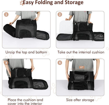 Two-Sided Entry Pet Backpack Travel Carrier for Cats & Small Dogs, Airline-Approved, Padded Back Support, Ideal for Hiking, Walking, Cycling & Outdoor Adventures