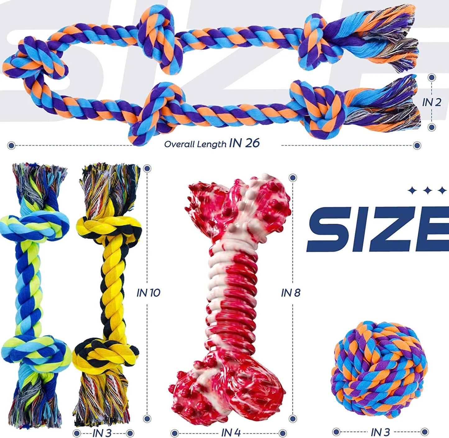 Dog Chew Toys for Aggressive Chewers, XL Dog Toys for Large Dogs, 5 Pack Indestructible Dog Toys for Aggressive Chewers, Cotton Dog Rope Toys, Tough Dog Bones for Aggressive Chewers Large Breed