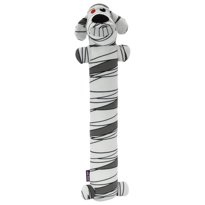 Smiling Loofa Halloween Plush Dog Toy with Squeaker, 2 Piece Multipack, Frankenstein and Mummy, 12"