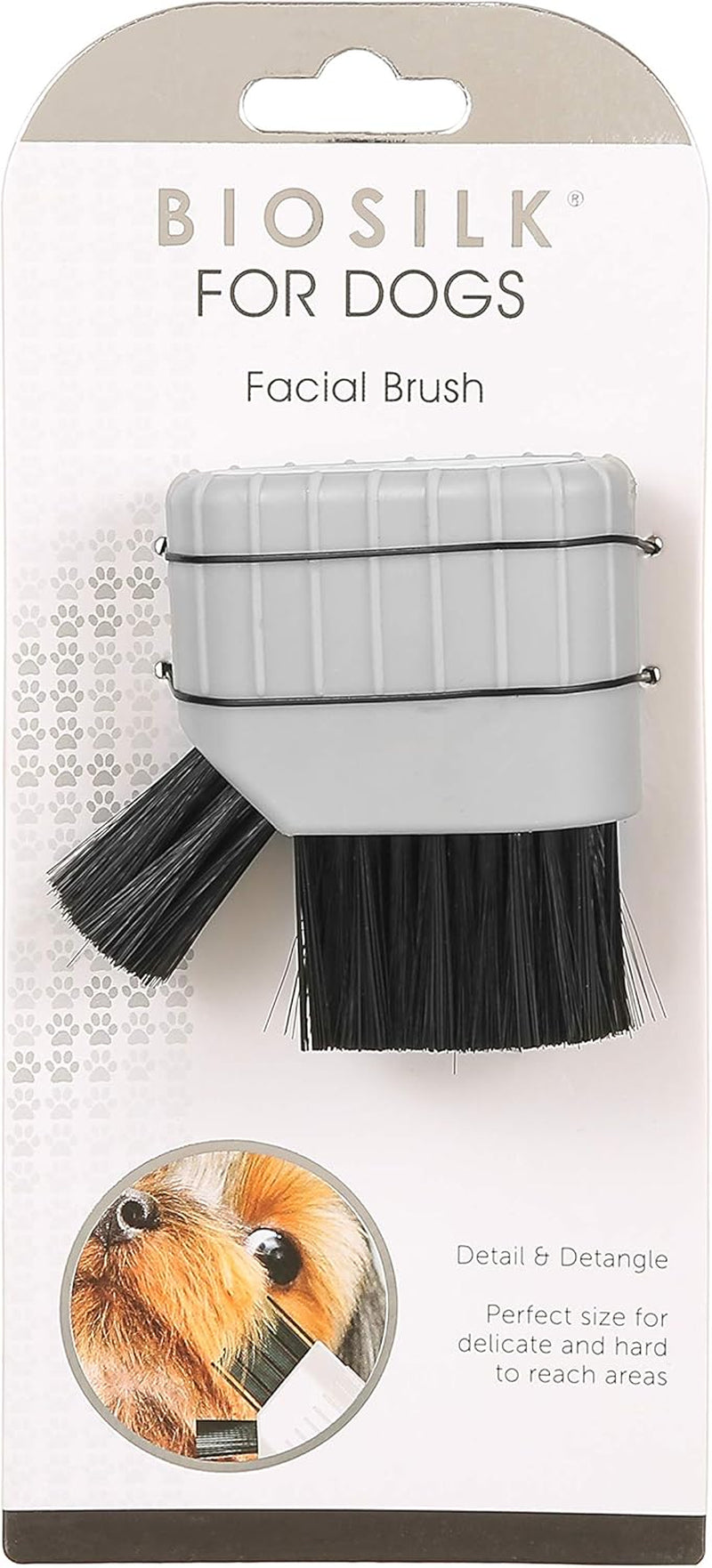 Facial Brush with Silk Therapy for Dogs - Grooming Brush with Detailer Bristles for Hard to Reach Areas on Dog Faces