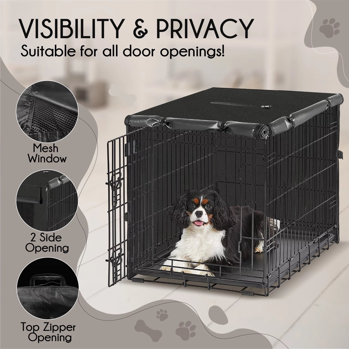 NEH Dog Crate Cover, Waterproof Crate Cover Outdoor Indoor, Large Dog Crate Cover, Universal Fit Wire Crate Cover, Breathable Privacy Kennel Cover - Fits Pet Crates 42"L X 28"W X 30"H