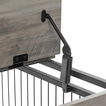 27 Inches Dog Crate Rustic Style Furniture Dog Cage Crate with Double Doors and Lift Top Heavy-Duty Kennel, Gray