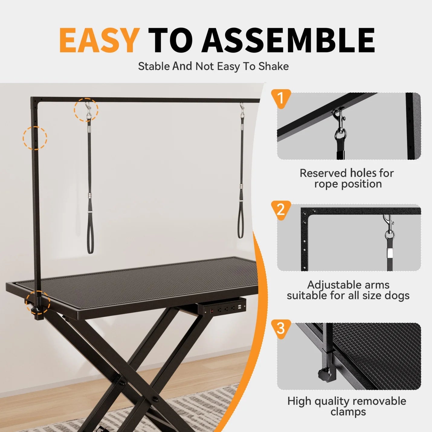 Dog Grooming Table, Electric Lift Heavy Duty Dog Grooming Table W/Leveling Wheels and anti Slip Tabletop for Grooming, Trimming, Dressing, Drying(Black)